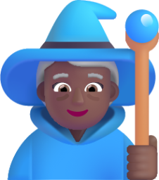 woman mage medium dark emoji