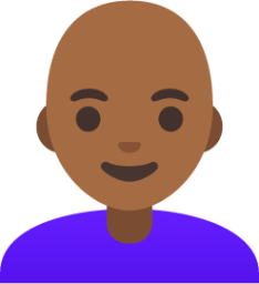 woman: medium-dark skin tone, bald emoji