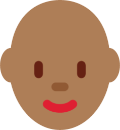 woman: medium-dark skin tone, bald emoji