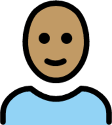 woman: medium skin tone, bald emoji