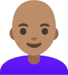 woman: medium skin tone, bald emoji