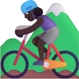 woman mountain biking dark emoji