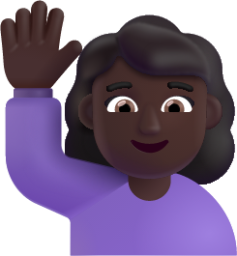 woman raising hand dark emoji