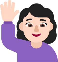 woman raising hand light emoji