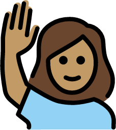 woman raising hand: medium skin tone emoji