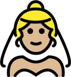 woman with veil: medium-light skin tone emoji