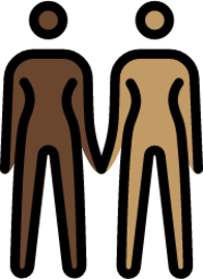 women holding hands: dark skin tone, medium skin tone emoji