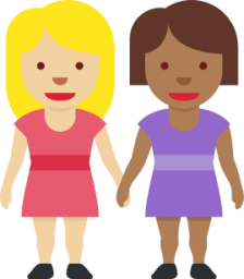 women holding hands: medium-light skin tone, medium-dark skin tone emoji