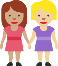 women holding hands: medium skin tone, medium-light skin tone emoji