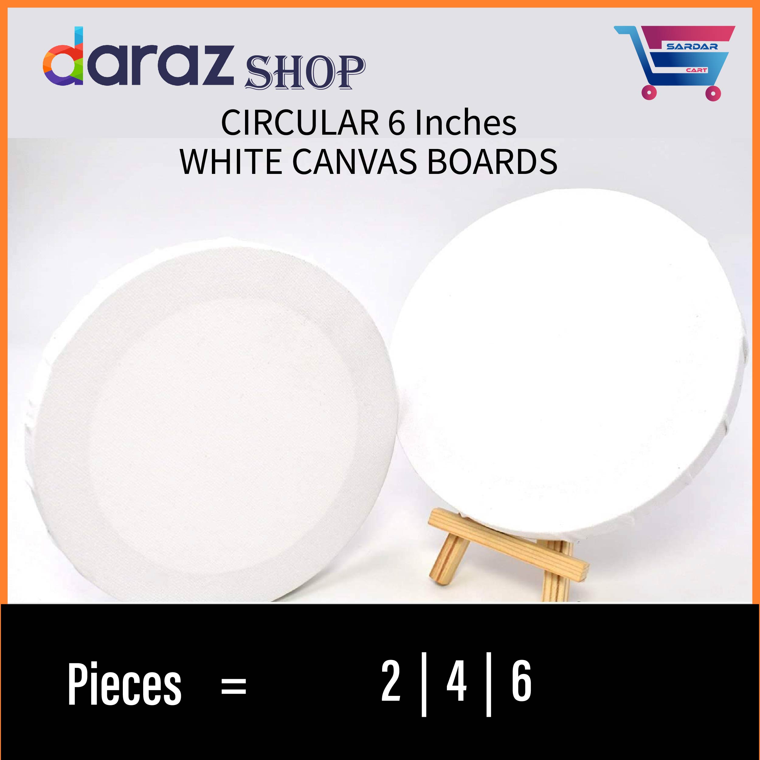 Round Circular Canvas Board Of 2 / 4 / 6 Packs For Painting (6 X 6)