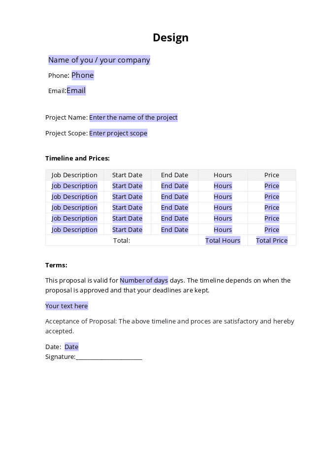 Design Project Proposal form