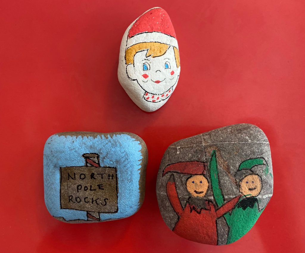 Festive Elf painted rocks