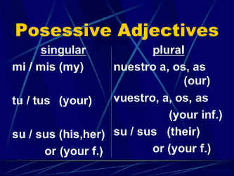 Spanish Possessive Adjectives