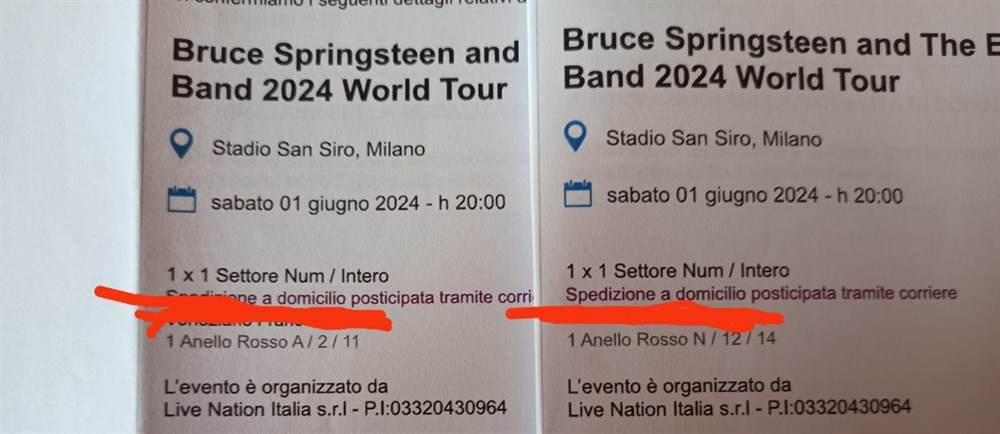 Bruce Springsteen Biglietti Springsteen giugno 2024 - Genova