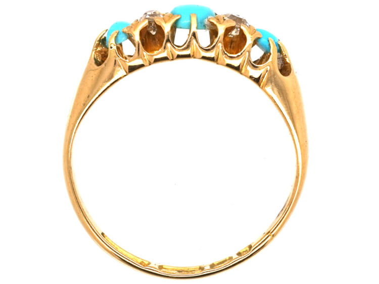 18ct Gold Three Stone Turquoise & Diamond Ring