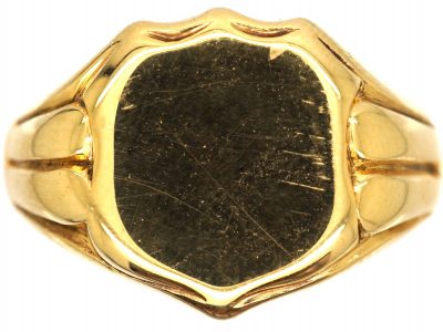 18ct Gold Signet Ring with Shield Motif by Charles Green & Co