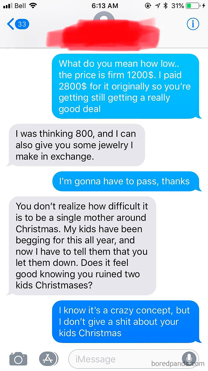 Selling A Used iMac For 1200$, Woman Asks “How Low” I Would Sell It For, Or If I’d Take 800 And Some Jewelry She Makes. Oh And I Also Ruined Christmas