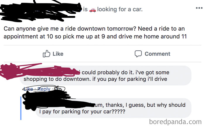 Don't Offer Me A Ride If You're Not Also Willing To Pay For Parking