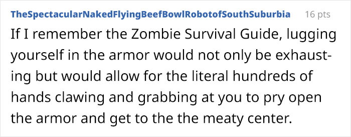 This Person Noticed That No One Wears Armor In Zombie Movies And Starts A Hilarious Discussion