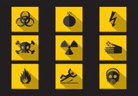 Danger Warning Flat Icons PSD Collection