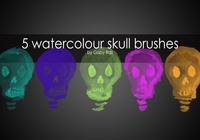 5 Handpainted Watercolour Skull Brushes