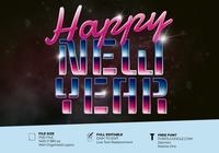 Happy New Year Greeting Card With 80’s Retro Text Effect