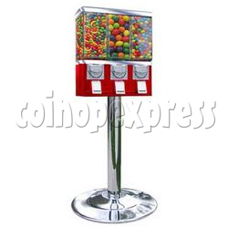 Metal Triple Head Candy Vending Machine With Steel Stand