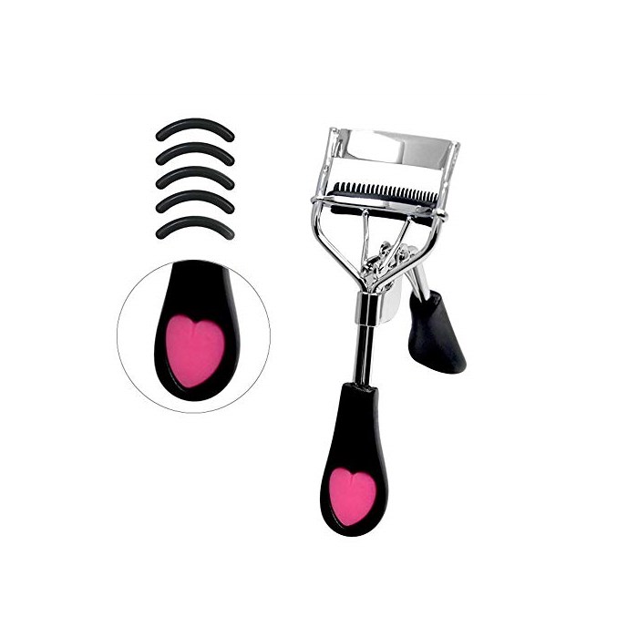 Stainless Steel Eyelash Curler with Built in Comb Pinch Pain Free Suitable for Any Eye Shapes and Sizes Black, One Color