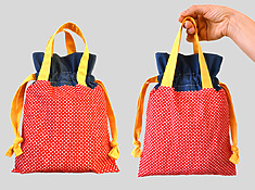 DIY reusable drawstring gift bag with handles