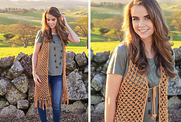 woman wearing a boho crochet lace vest