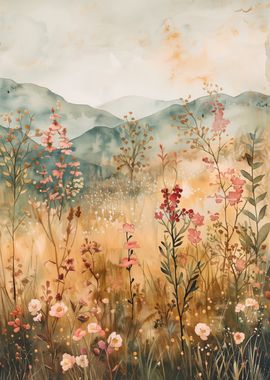 Watercolor Wildflowers Autumn