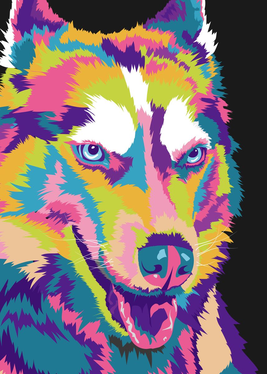 'Siberian Huskies pop art' Poster by ujang sendiana | Displate