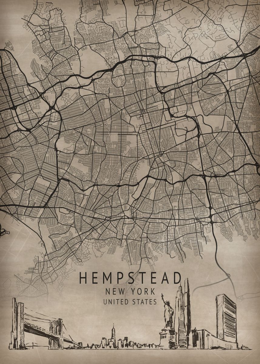 'Hempstead New York' Poster, picture, metal print, paint by XandYart ...