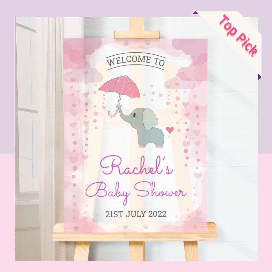 Personalised Elephant Baby Shower Welcome Sign