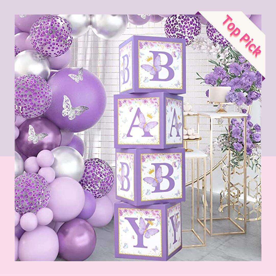 Purple Butterfly Baby Shower Boxes