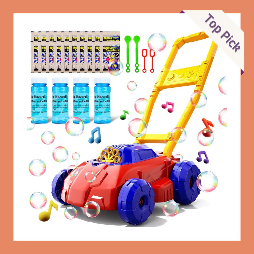 Doloowee Red and Blue Bubble Lawn Mower for Toddlers