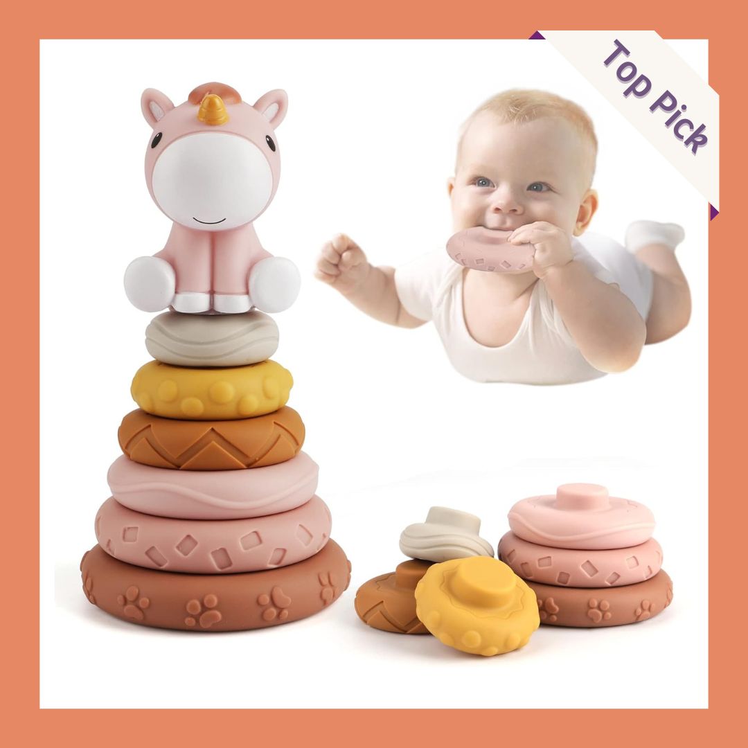 Edulike 7 Pcs Stacking & Nesting Baby Toys with Horse Figure