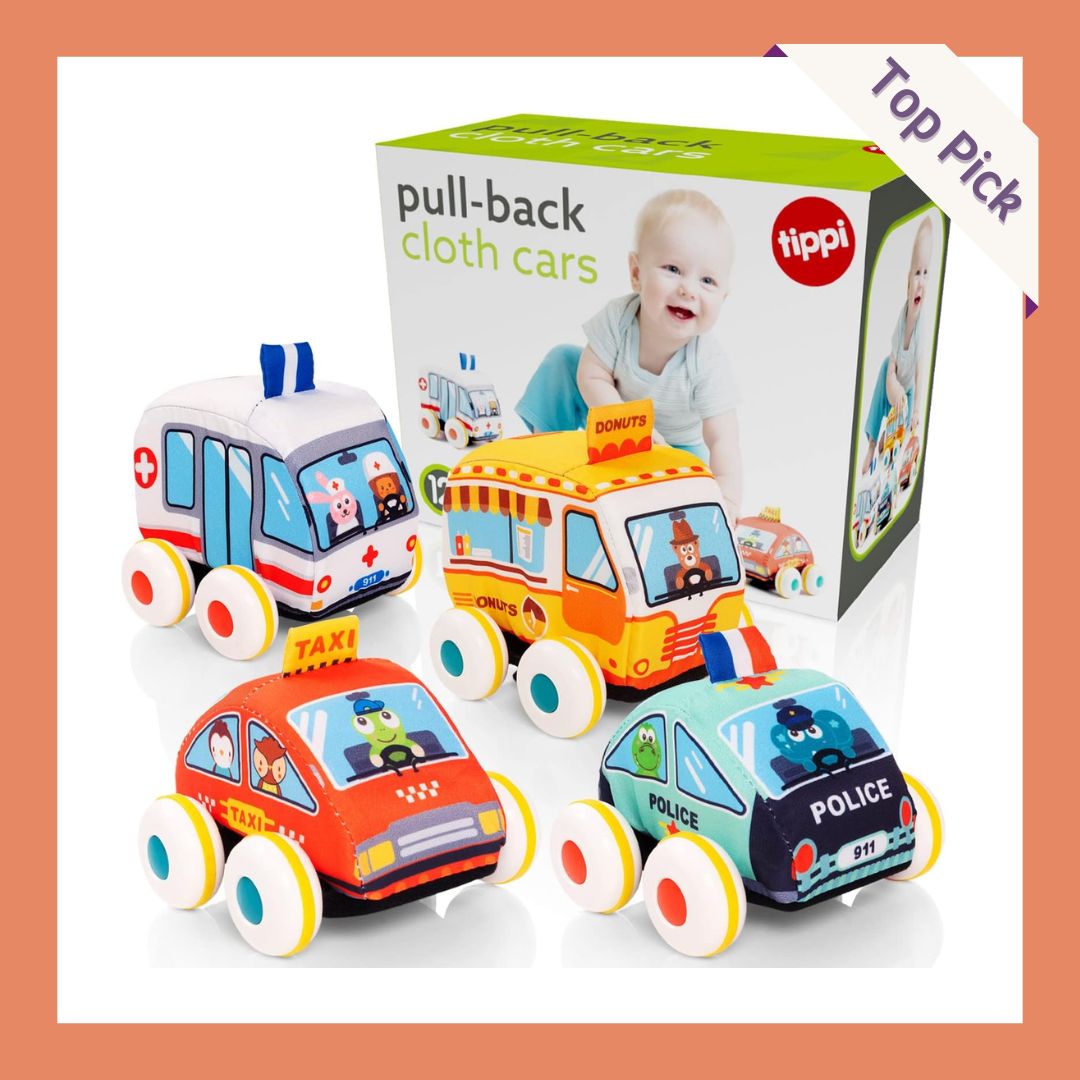 Tippi Soft Play Pull Back and Pushalong Cloth Car Set