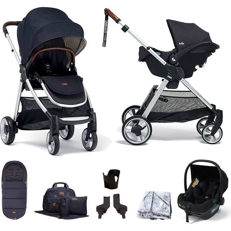 Mamas & Papas Flip XT2 Travel System with i-Size R129 Safe Fit Car Seat, Footmuff & Bowling Bag - Navy 