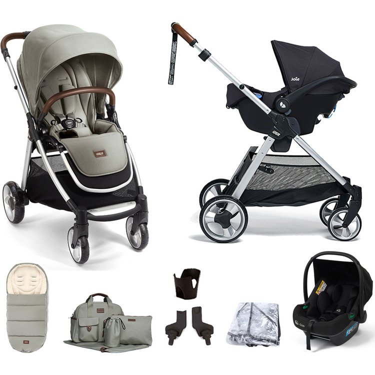 Mamas & Papas Flip XT2 Travel System with i-Size Safe Fit Car Seat, Footmuff & Bowling Bag - Sage Green 