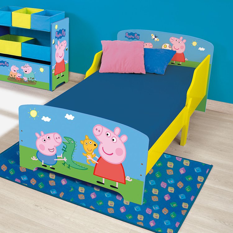 Peppa Pig Wooden Junior Toddler Bed - Yellow 