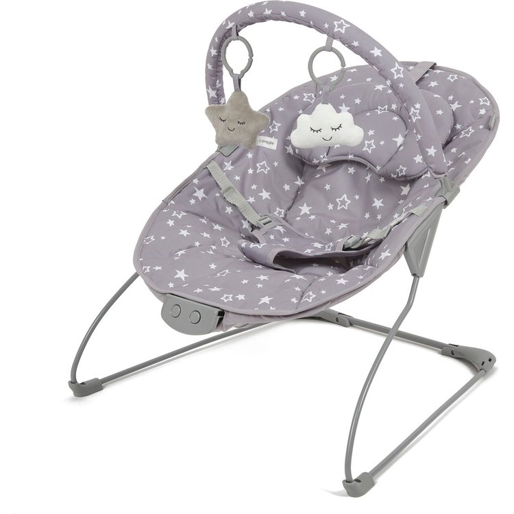 Puggle Dream & Play Musical & Vibration Bouncer - Scattered Stars Grey 