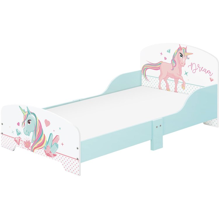 Puggle Unicorn Toddler Bed With Maxi Cool Sprung Mattress - Pink 