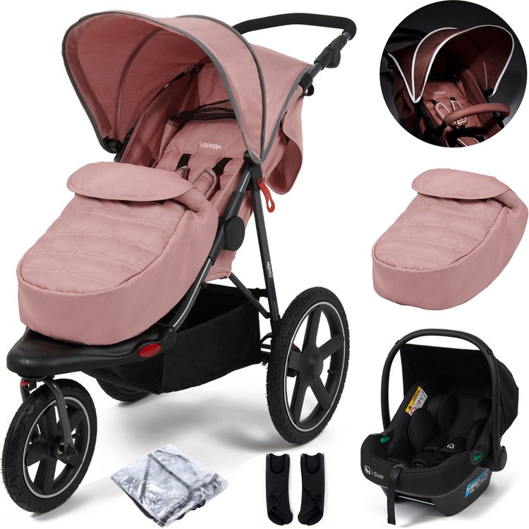 Puggle Urban Terrain Sprint GT Travel System with Safe Fit i-Size R129 Car Seat - Dusk Pink 