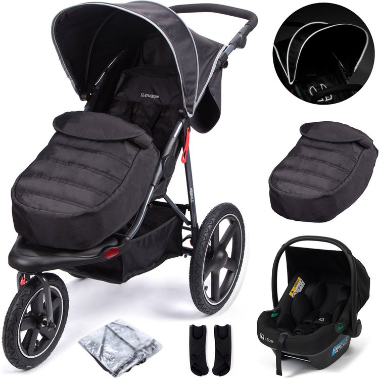 Puggle Urban Terrain Sprint GT Travel System with Safe Fit i-Size R129 Car Seat - Storm Black 