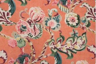 Kaufmann Gossamer Trail Printed Cotton Drapery Fabric in Coral 