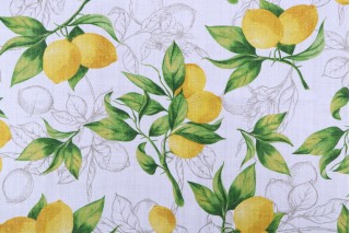 Stof France Citron Printed Cotton Drapery Fabric in Citron 