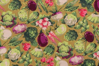 Martha Negley Garden Veggies Digitally-Printed Cotton Craft Fabric in Gold for Free Spirit 