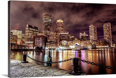 Boston City Skyline at Night