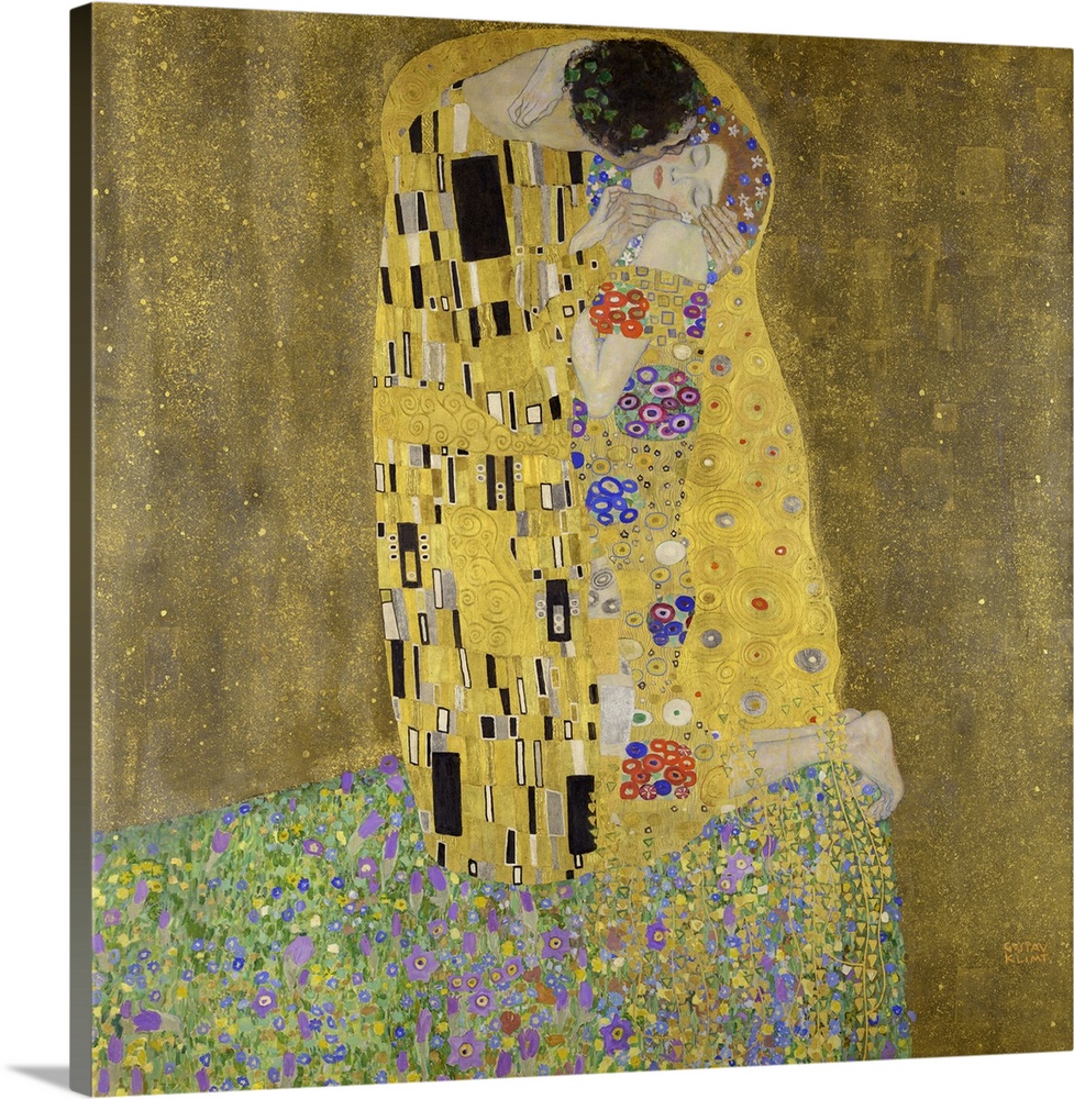 Gustav Klimt's The Kiss (1907 - 1908) famous painting.